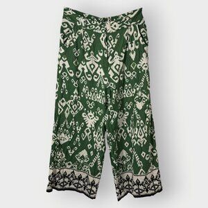 Haute Hippie Womens Capri Pants | L | Linen Blend | Wide Leg | Boho Artsy